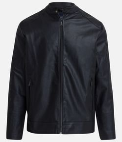 Jaqueta Bomber com Botão na Gola e Zíper