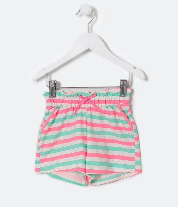 Short Clochard Infantil Listrado com Glitter - Tam 1 a 5 Anos