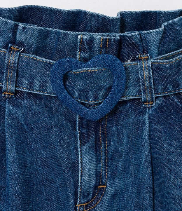 Short Clochard Infantil Jeans con Cinturón y Hebilla de Corazón - Talle 5 a 14 años Azul 3