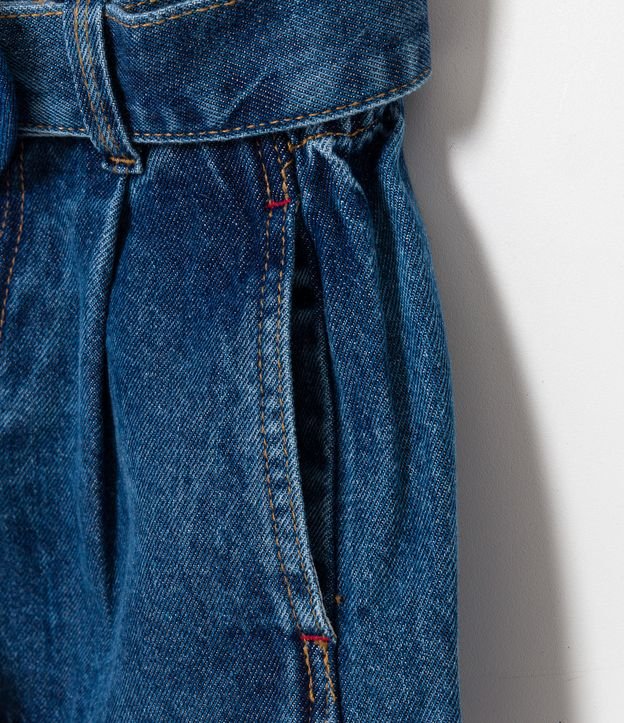 Short Clochard Infantil Jeans con Cinturón y Hebilla de Corazón - Talle 5 a 14 años Azul 4