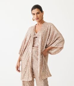 Kimono Amplo em Malha com Paetês