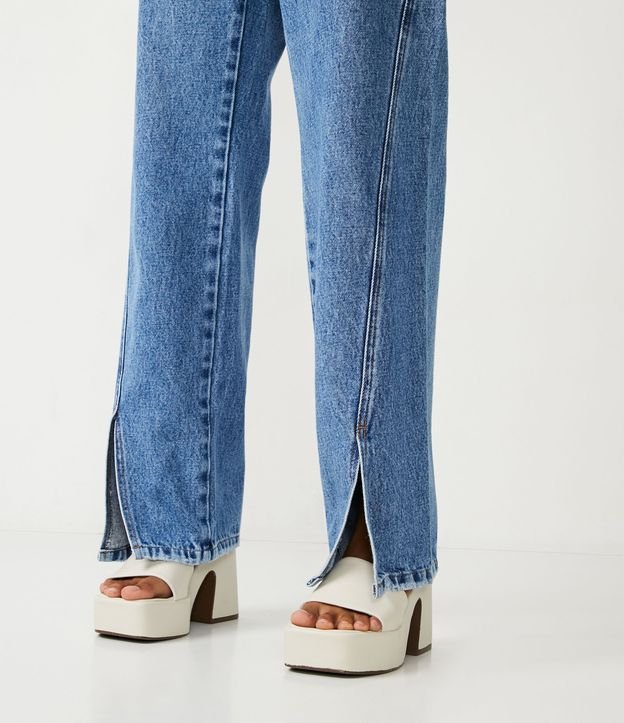 Pantalón años 90 Cintura Alta en Jeans con Lazo y Aberturas Azul 6
