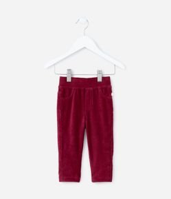 Calça Básica Infantil em Veludo com Bolsos - Tam 0 a 18 meses