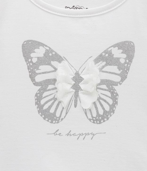 Blusa Infantil Estampado Mariposa en Organza - Talle 1 a 5 años Blanco 3