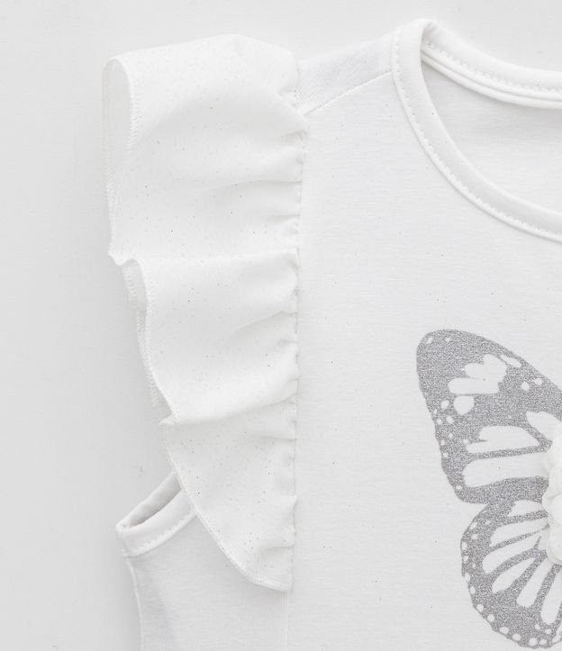 Blusa Infantil Estampado Mariposa en Organza - Talle 1 a 5 años Blanco 4