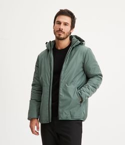 Jaqueta em Poliamida com Capuz Removível e Zíper