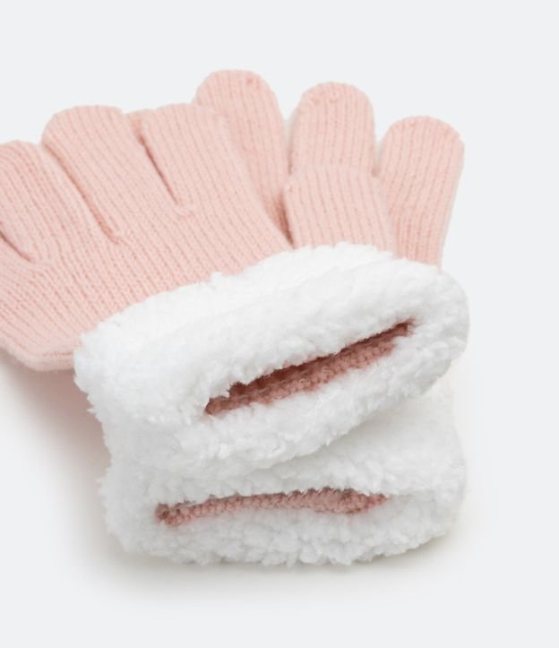 Guante Infantil con Detalle en Sherpa Rosado 2