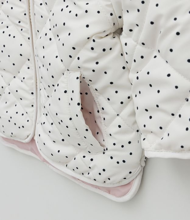 Campera Infantil Capitoneada con Estampado de lunares - Talle 3 a 18 meses Blanco Nieve 3