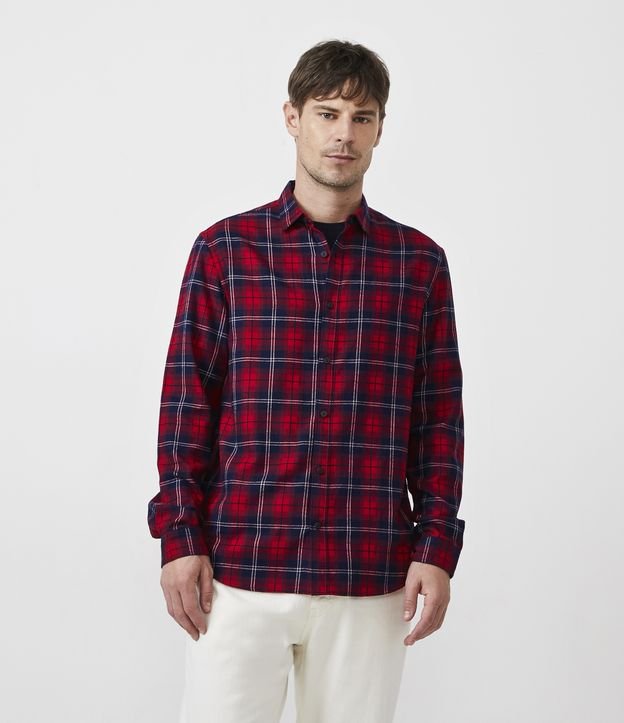 Camisa Comfort em Viscose com Estampa Xadrez Vermelho - Lojas Renner