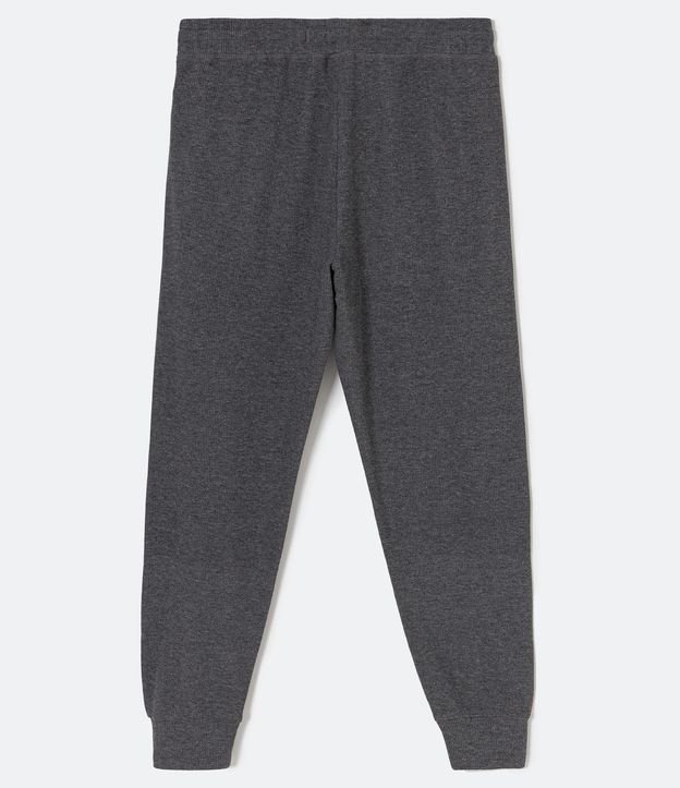 Pantalón de Pijama en Algodón Texturizado con Cintura Elástica Gris 6