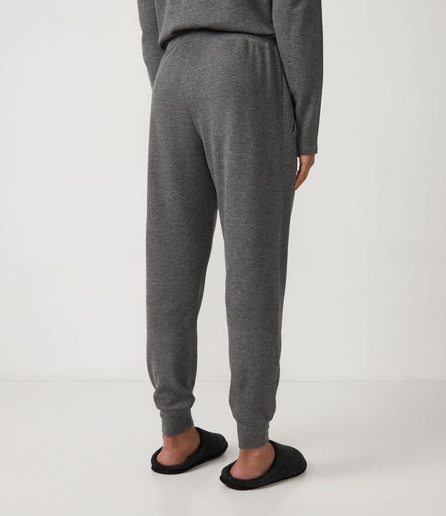 Pantalón de Pijama en Algodón Texturizado con Cintura Elástica Gris 3