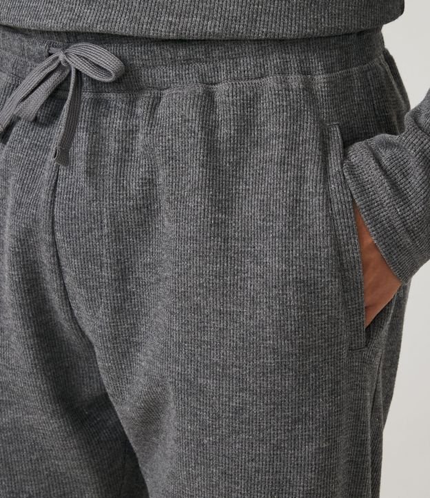 Pantalón de Pijama en Algodón Texturizado con Cintura Elástica Gris 4