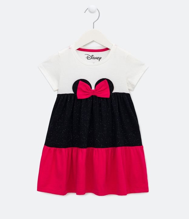 Vestido Marias Infantil en Bloque de Color con Orejitas Minnie - Talle 1 a 6 años Negro 1