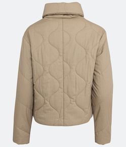 Jaqueta Puffer em Algodão com Textura e Gola Alta