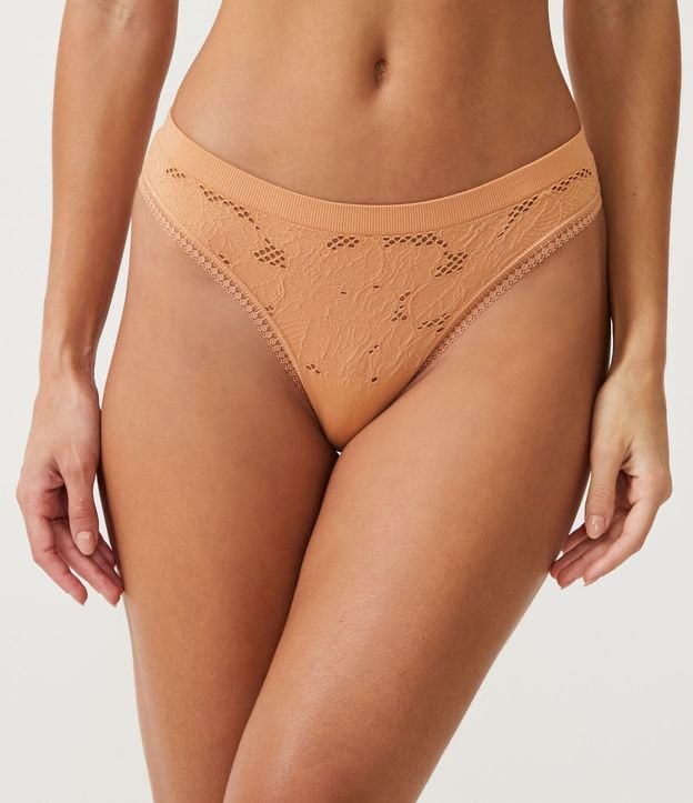 Kit 02 Bombachas Bikini Hilo en Microfibra Sin Costura Azul/ Beige 3