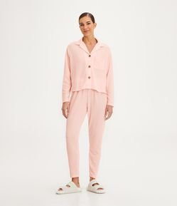 Pijama Americano Longo com Abotoamento e Textura