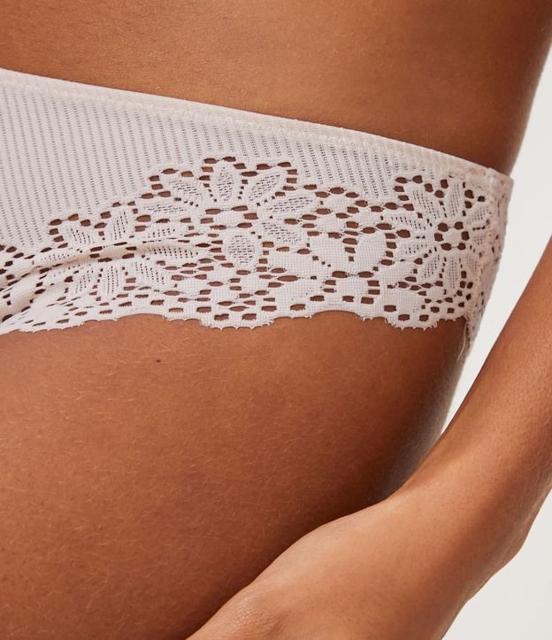Bombacha Bikini en Microfibra con Encaje Floral Beige 4