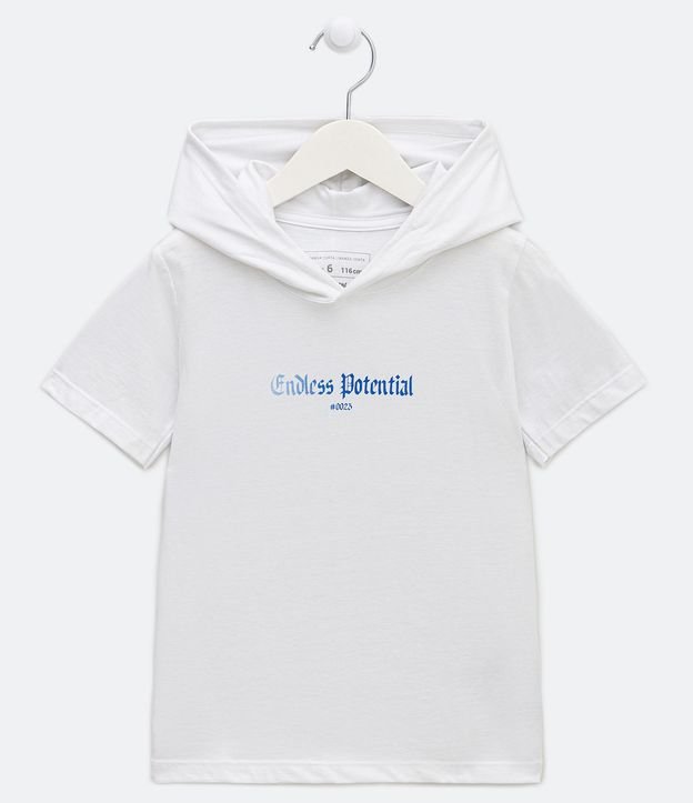 Remera Infantil con Capucha y Estampado Endless Potential - Talle 5 a 14 años Blanco 1