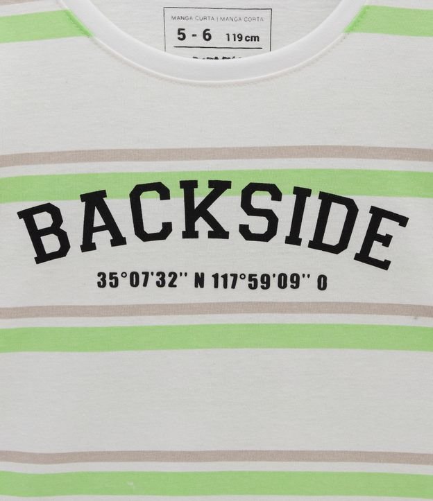 Remera Infantil Rayada con Lettering Backside - Talle 5 a 14 años Blanco 3