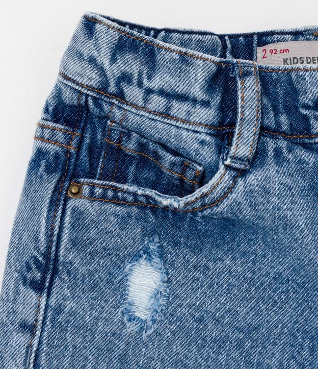 Bermuda Infantil Jeans con Desgastes y Cintura Elástica - Talle 1 a 5 años Azul 3