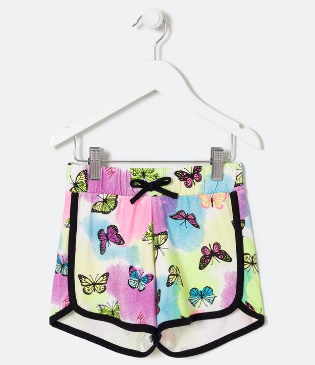 Short Runner Infantil Tie Dye Estampado de Mariposas - Talle 5 a 14 años Blanco 1