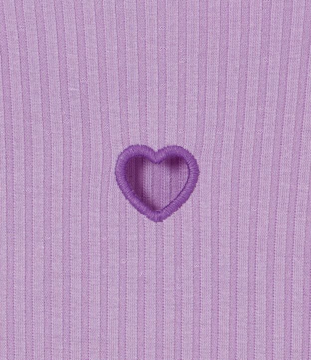 Vestido Infantil Acanalado con Corazón Bordado - Talle 5 a 14 años Violeta Claro 3