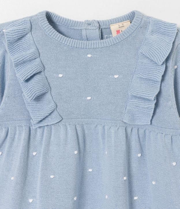 Vestido Infantil de Lunares con Volados - Talle 0 a 18 meses Azul 3