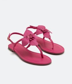 Sandália Rasteira Fio Dental com Flor