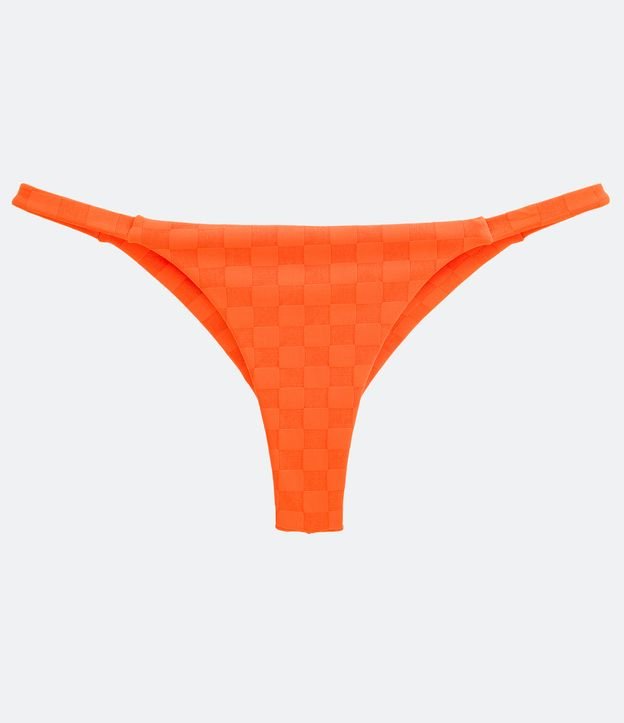 Bikini Bombacha Colaless en Poliamida con Estampado Cuadrillé Texturizada Naranja 5