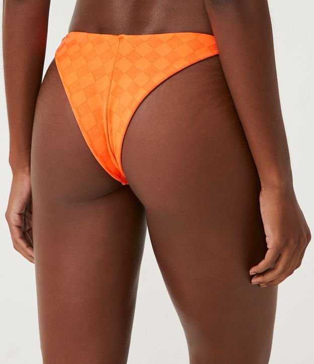 Bikini Bombacha Colaless en Poliamida con Estampado Cuadrillé Texturizada Naranja 3