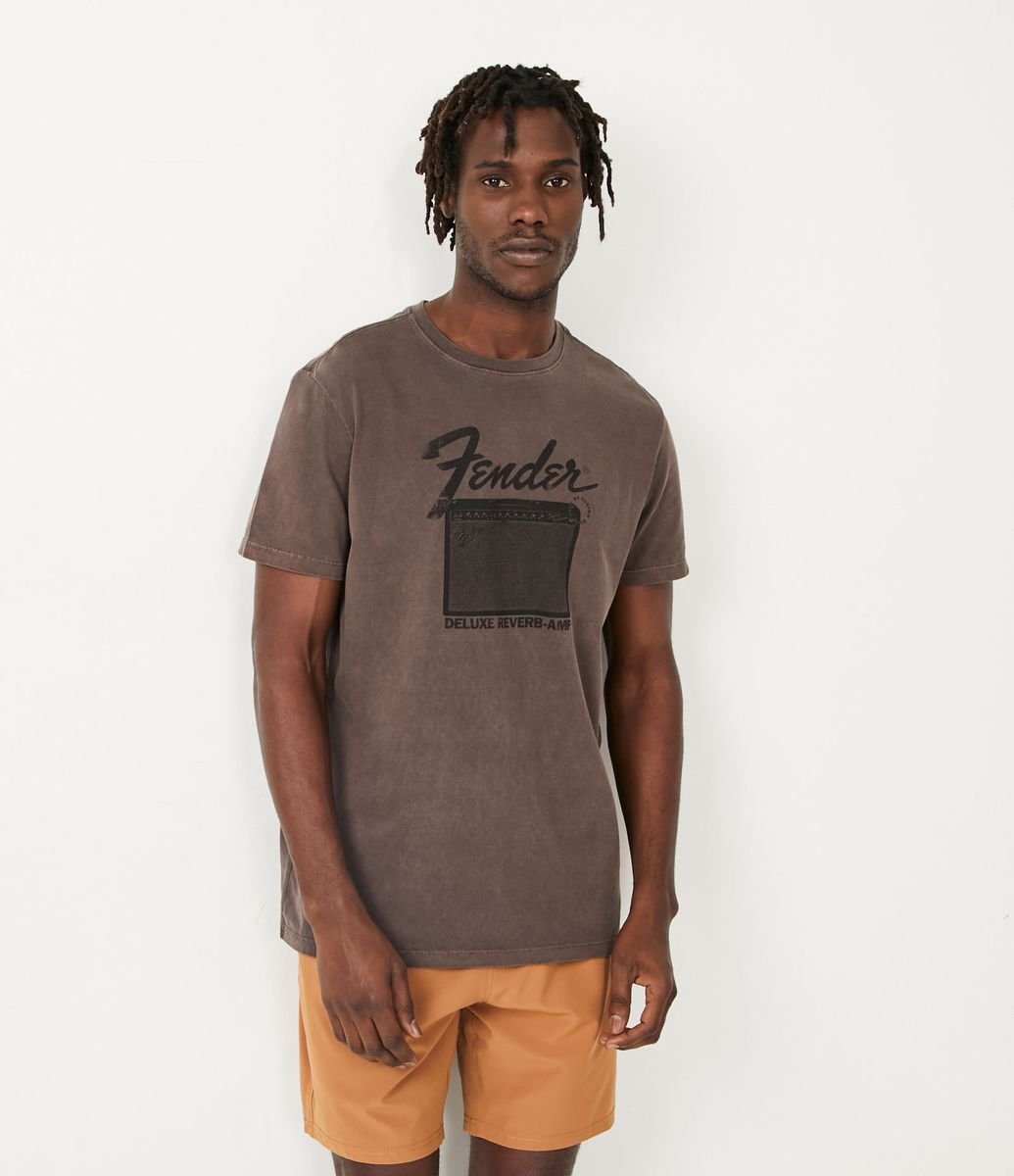 Lucky Brand Bragas Hombre Camiseta Lucky Brand Fender Diamond Para Hombre - Negra, Algodón Suave Camisetas Lonsdale Hombre