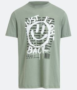 Camiseta em Algodão com Estampa de Sorriso