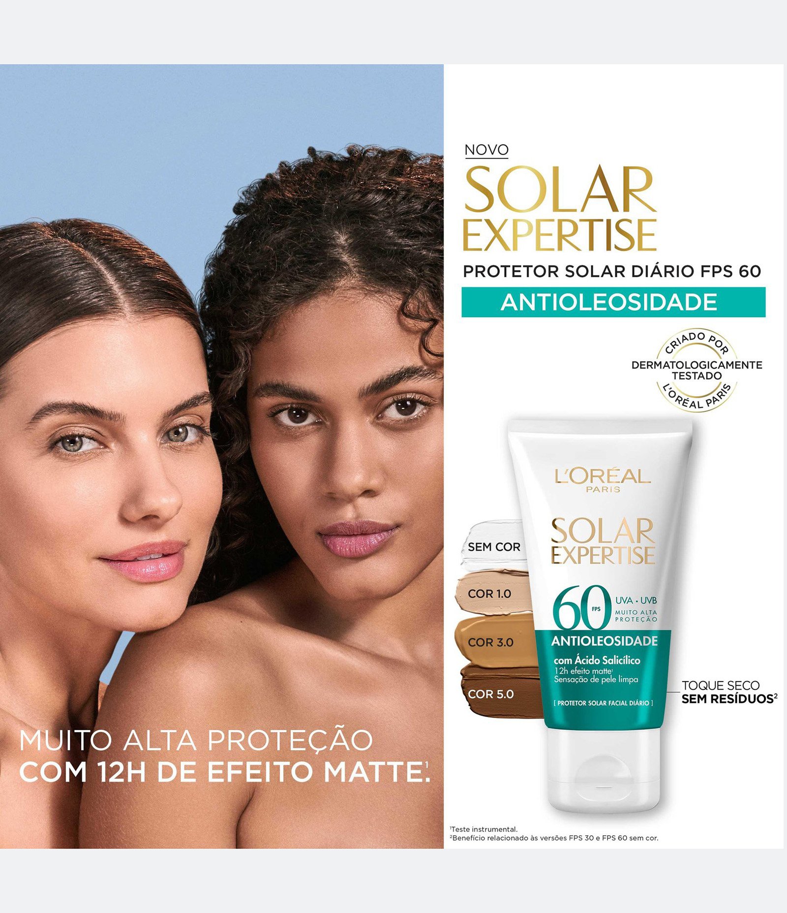 Protetor Solar Facial Expertise Antioleosidade FPS60 COR 5 0 Escura 40 G 40g 5