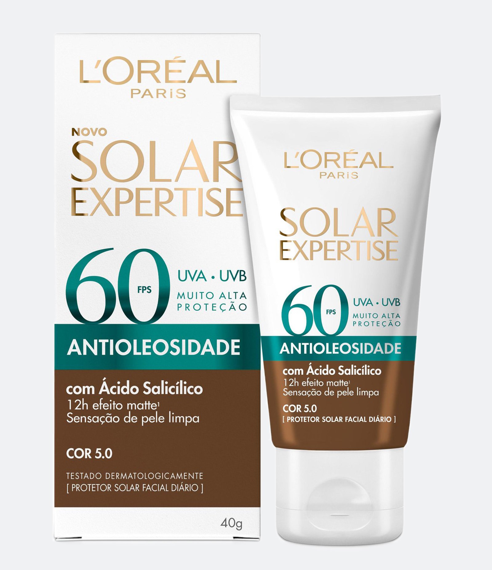 Protetor Solar Facial Expertise Antioleosidade FPS60 COR 5 0 Escura 40 G 40g 6
