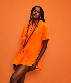 Saída de Praia Camisa em Algodão com Textura Atoalhada