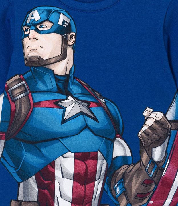 Remera Infantil Estampado Capitán América con Escudo - Talle 3 a 10 años Azul 3