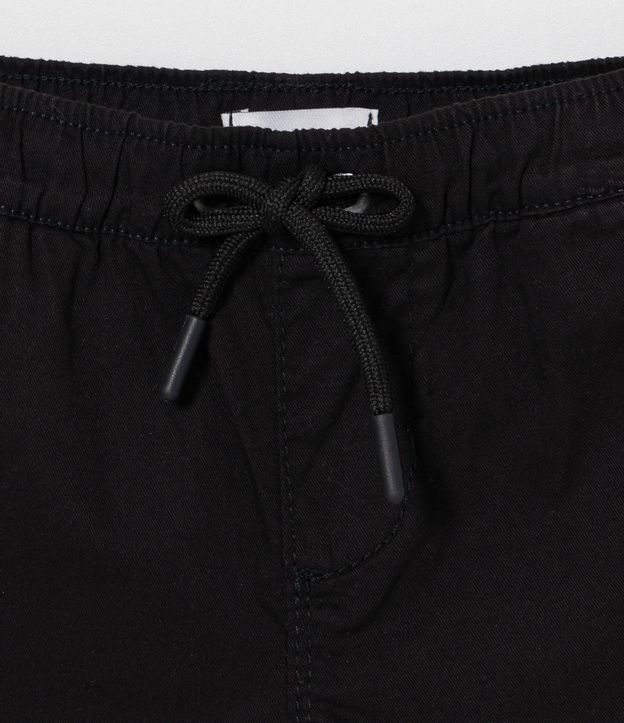 Bermuda Infantil en Sarga con Cordón en la Cintura - Talle 1 a 4 años Negro 3