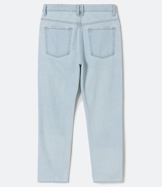 Pantalón Jeans Loose con Silks de Mariposas y Destroyed Azul 7