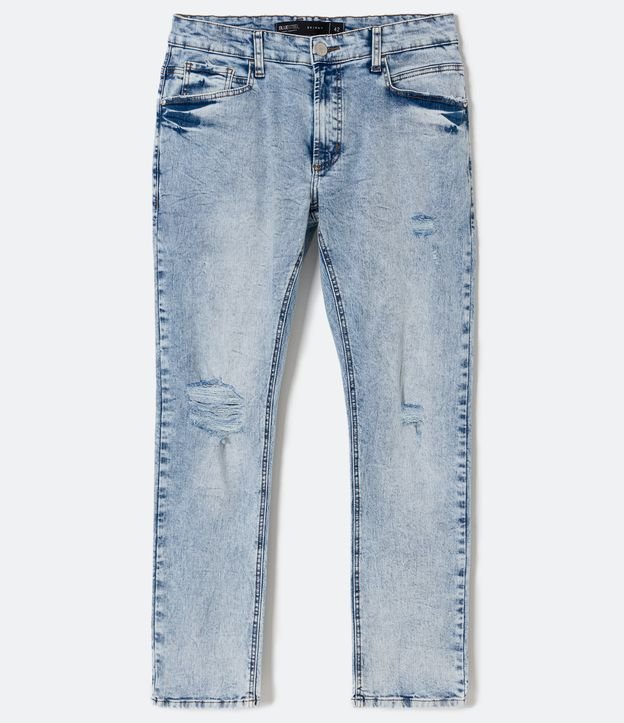 Pantalón Jeans Skinny con Efecto Jaspeado Azul 5
