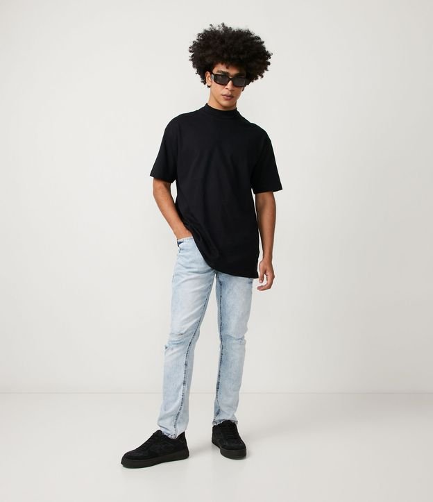 Pantalón Jeans Skinny con Efecto Jaspeado Azul 1