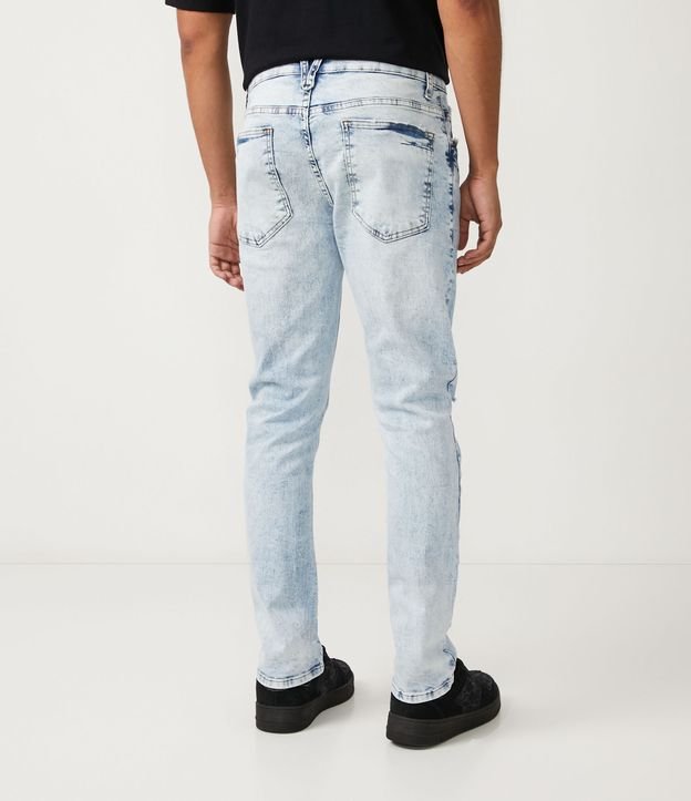 Pantalón Jeans Skinny con Efecto Jaspeado Azul 3