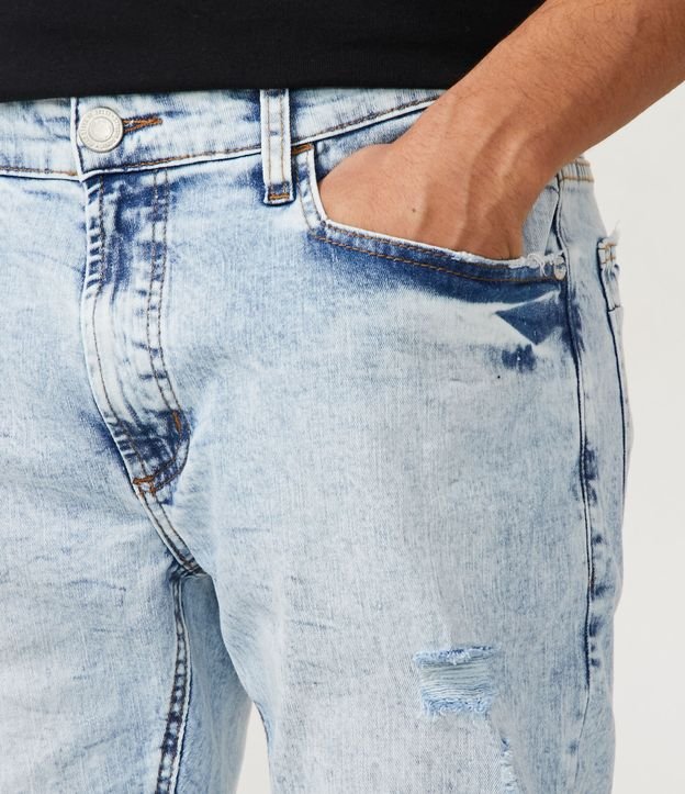 Pantalón Jeans Skinny con Efecto Jaspeado Azul 4