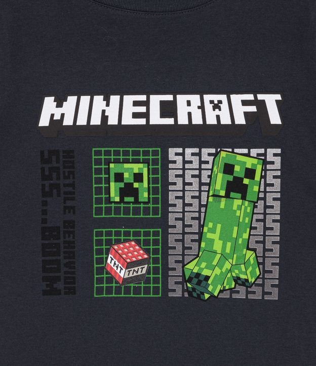 Camiseta Infantil Estampa Minecraft - Tam 5 a 14 Anos Cinza