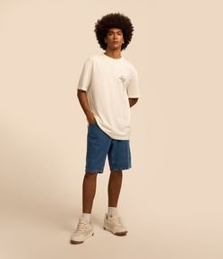 Bermuda Reta Loose Jeans com Bolsos