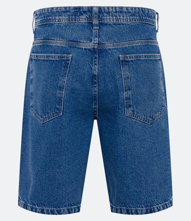 Bermuda Reta Loose Jeans com Bolsos Azul Médio