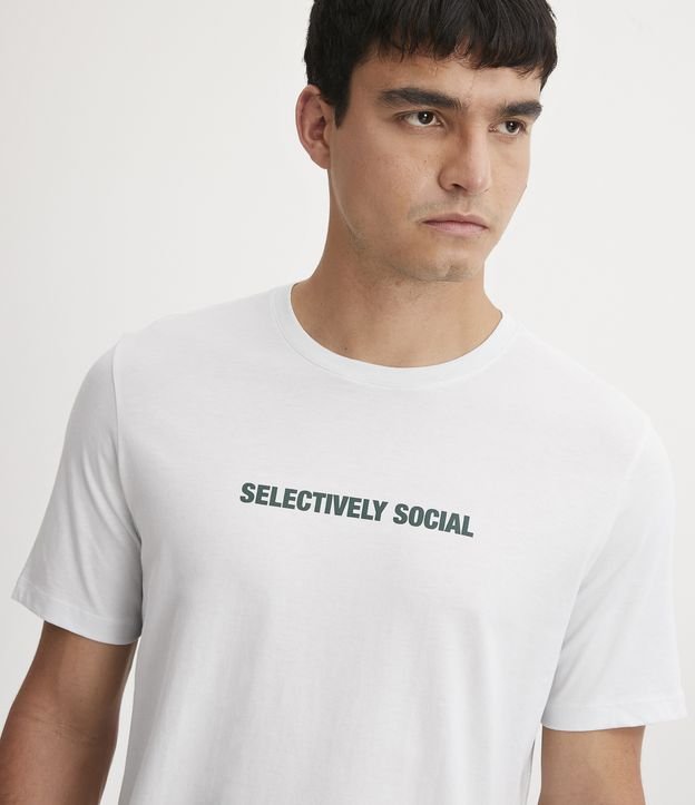 Camiseta Slim em Algodão com Lettering Selectively Social Azul Claro 4