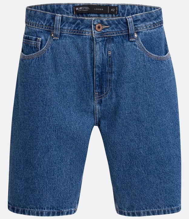 Bermuda Jeans Loose con Cintura Fija Azul 6