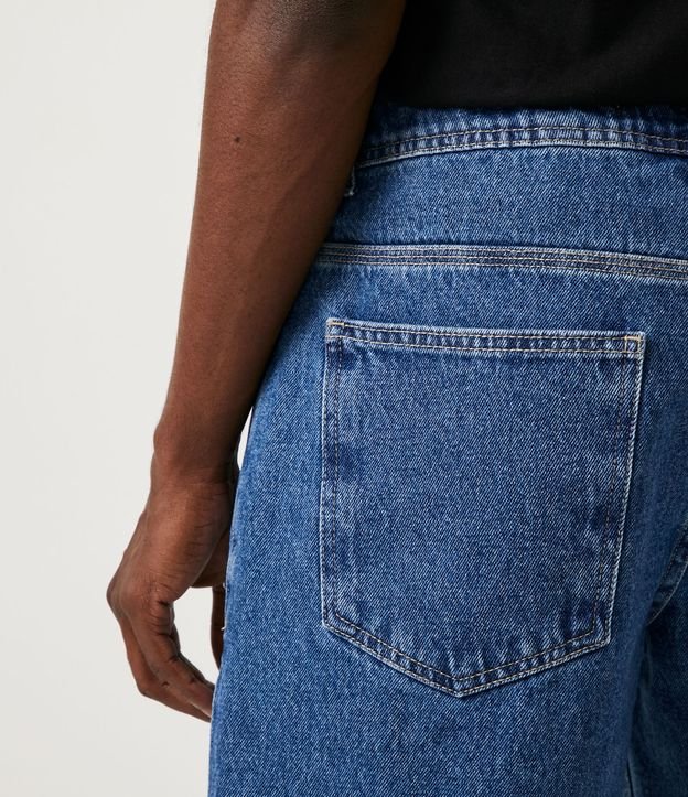 Bermuda Jeans Loose con Cintura Fija Azul 5