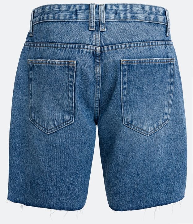 Bermuda Slim Jeans con Desgastes y Barra a Hilo Azul 6
