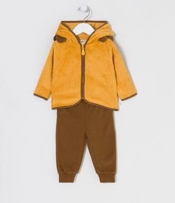 Conjunto Infantil com Juba de Leão no Capuz - Tam 0 a 18 meses